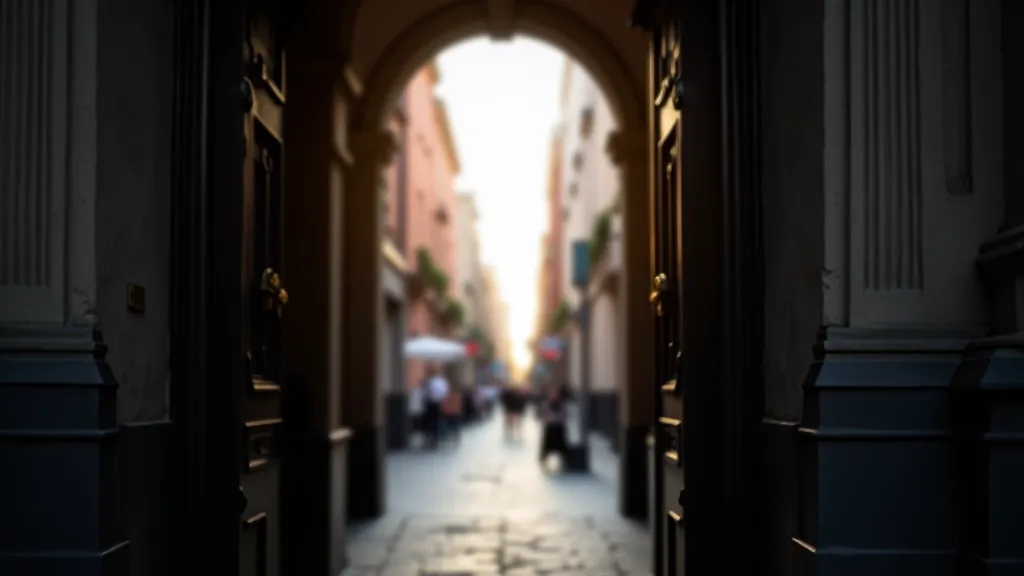 Doorway framing composition, Dublin street scene through Georgian door frame, layered depth
