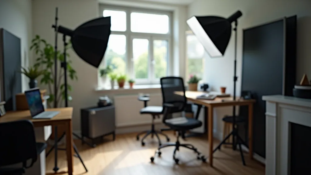 Creative learning studio workspace with photography equipment and educational materials
