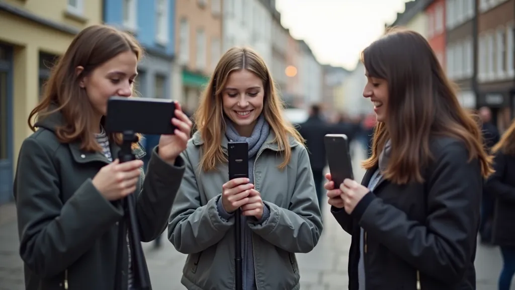 Mobile videography students editing clips on smartphones
